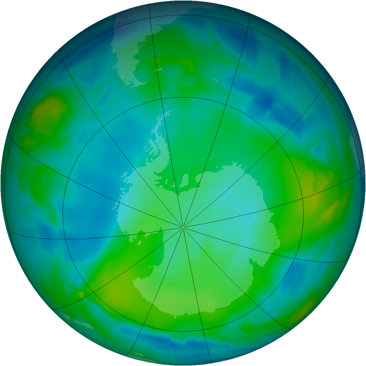 Antarctic ozone map for 30 May 2012